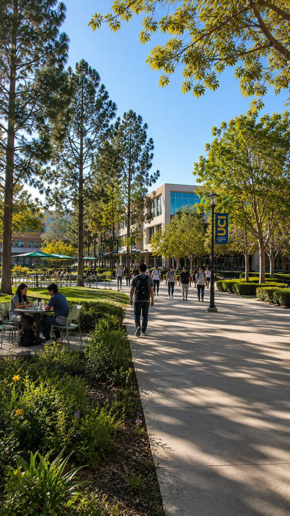 UC Irvine campus walkway near University Park in Irvine, California